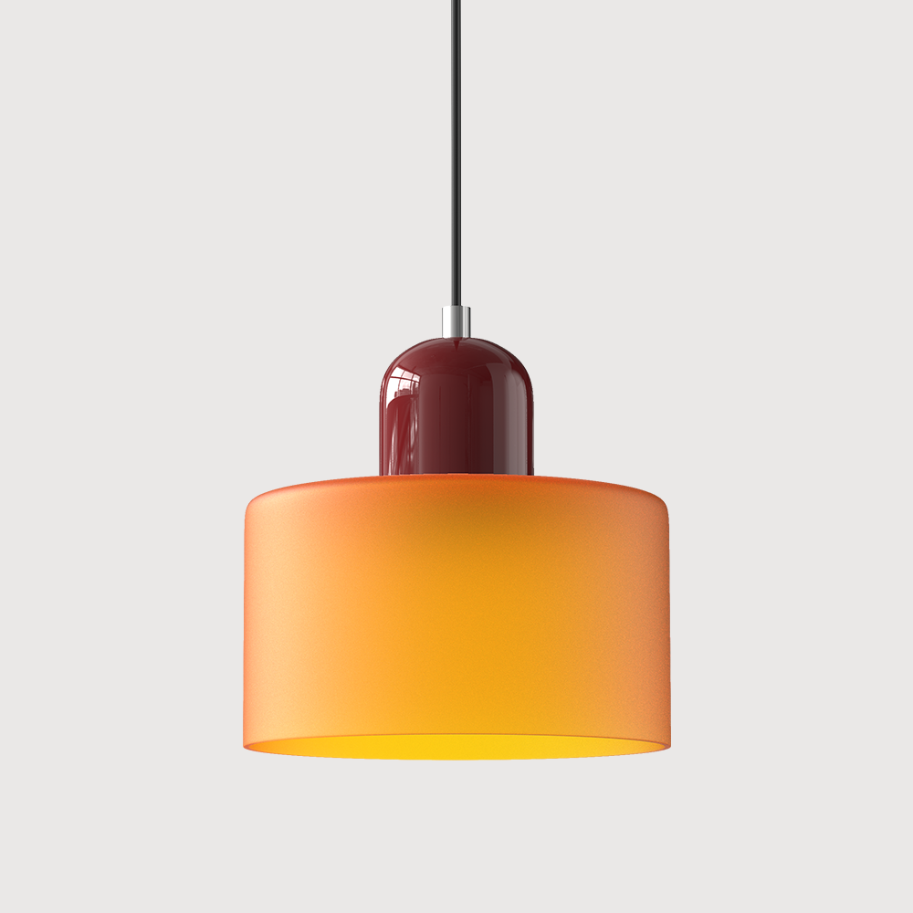 Glazen hanglamp met kap in twee lagen, moderne design hanglamp in zes glaskleuren met warm licht voor eettafel | Covesville