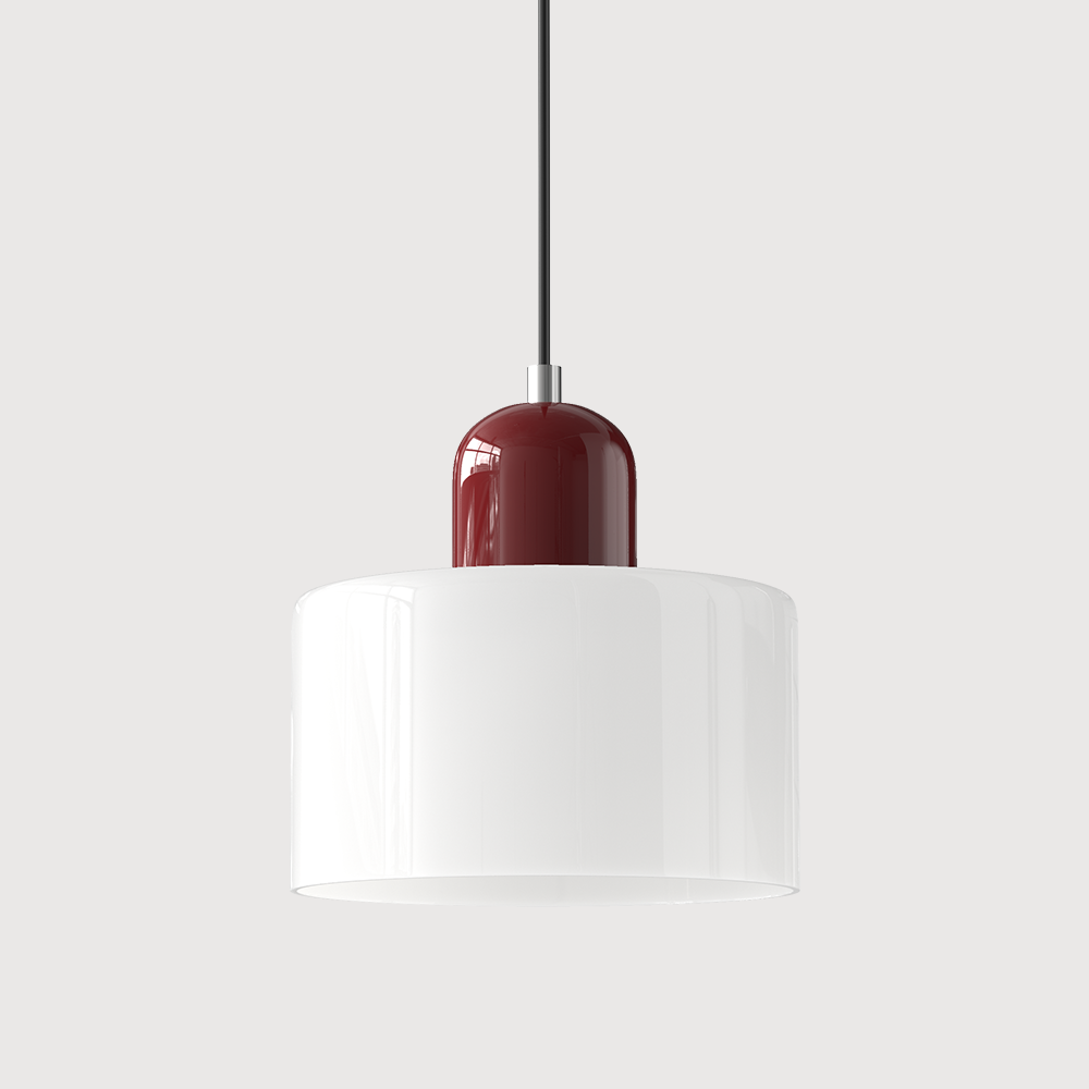 Glazen hanglamp met kap in twee lagen, moderne design hanglamp in zes glaskleuren met warm licht voor eettafel | Covesville