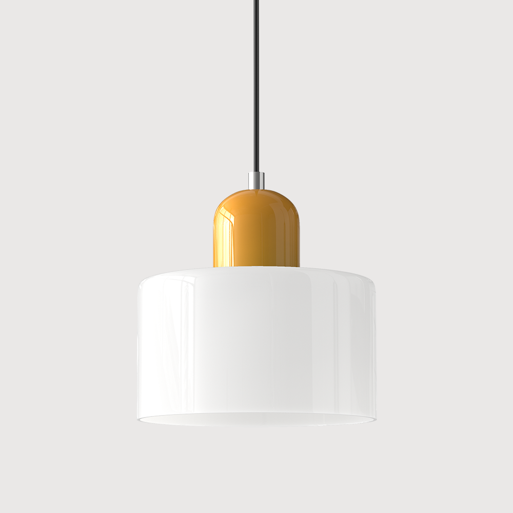 Glazen hanglamp met kap in twee lagen, moderne design hanglamp in zes glaskleuren met warm licht voor eettafel | Covesville