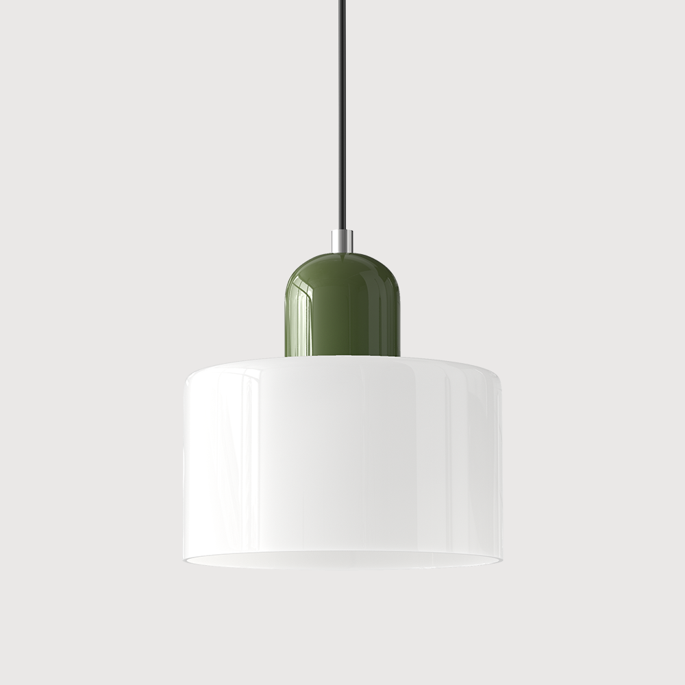 Glazen hanglamp met kap in twee lagen, moderne design hanglamp in zes glaskleuren met warm licht voor eettafel | Covesville