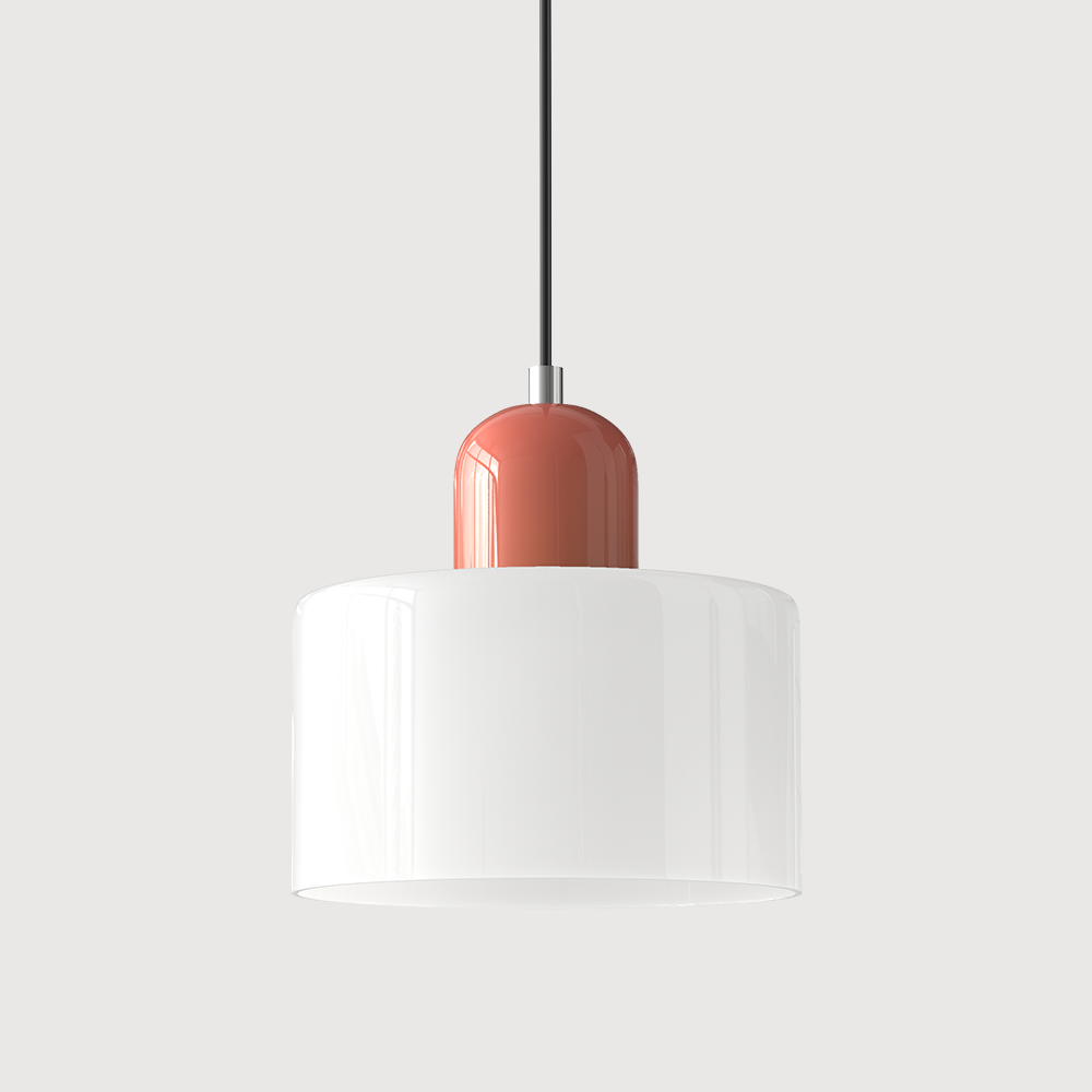 Glazen hanglamp met kap in twee lagen, moderne design hanglamp in zes glaskleuren met warm licht voor eettafel | Covesville