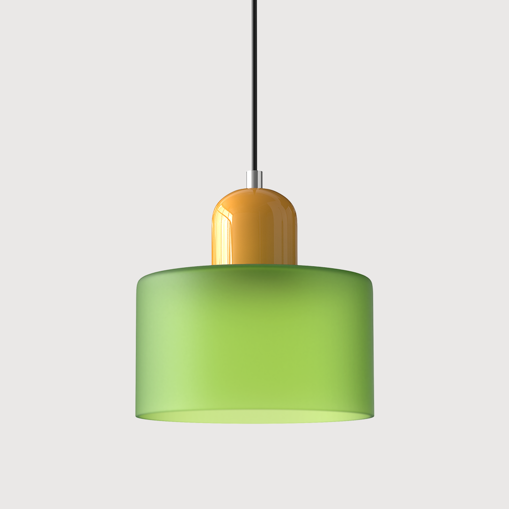 Glazen hanglamp met kap in twee lagen, moderne design hanglamp in zes glaskleuren met warm licht voor eettafel | Covesville