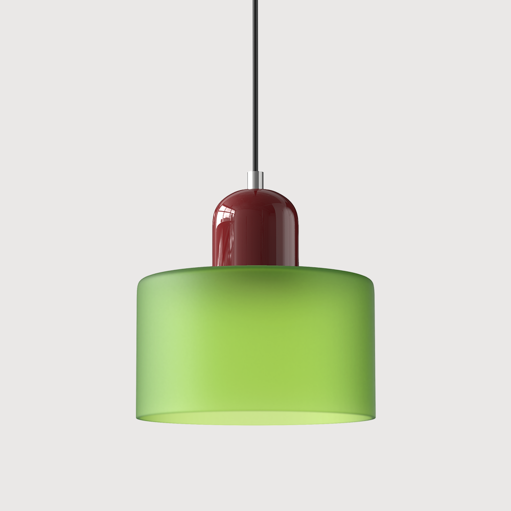 Glazen hanglamp met kap in twee lagen, moderne design hanglamp in zes glaskleuren met warm licht voor eettafel | Covesville