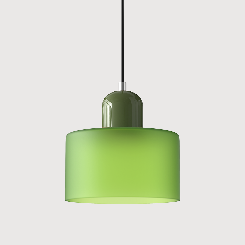 Glazen hanglamp met kap in twee lagen, moderne design hanglamp in zes glaskleuren met warm licht voor eettafel | Covesville