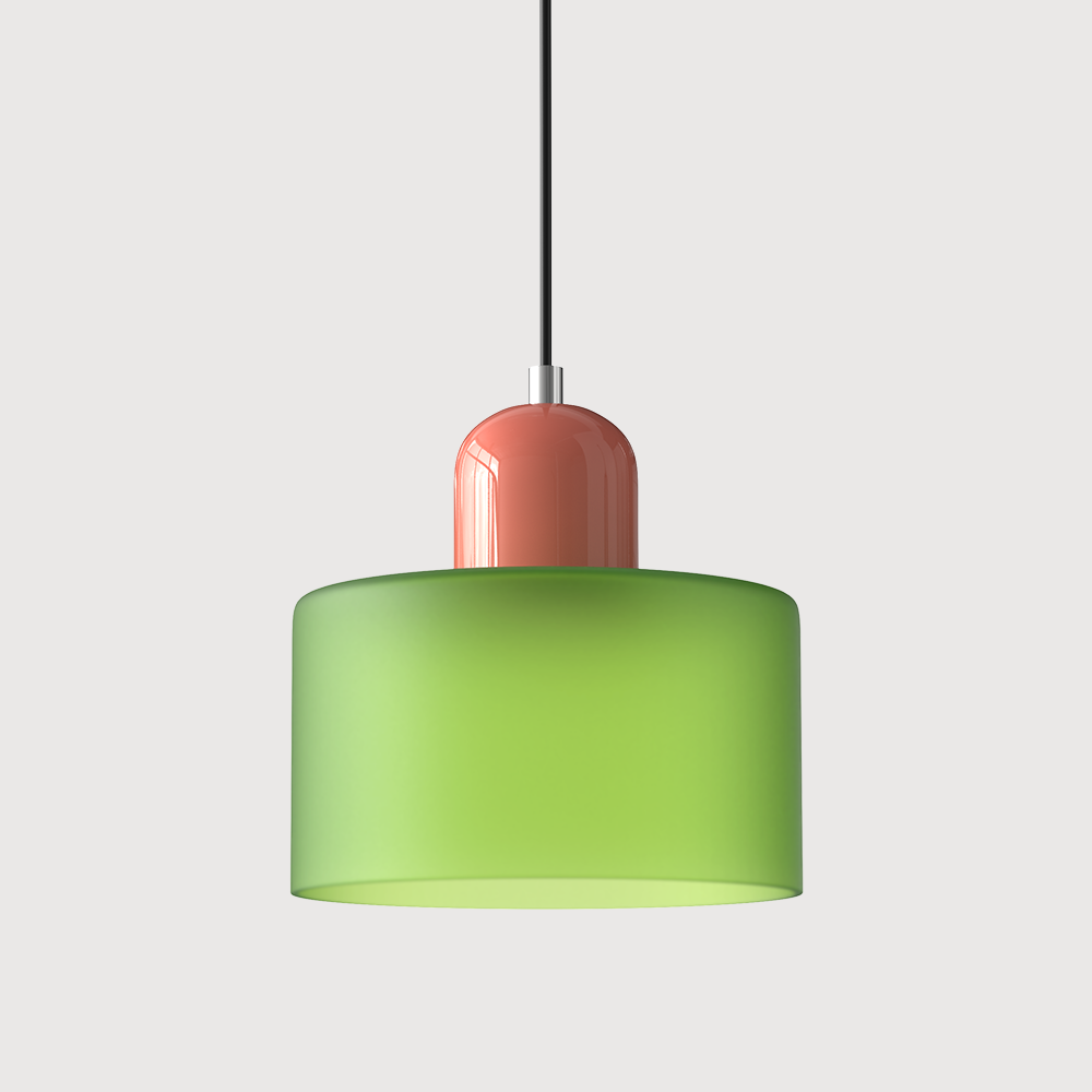 Glazen hanglamp met kap in twee lagen, moderne design hanglamp in zes glaskleuren met warm licht voor eettafel | Covesville