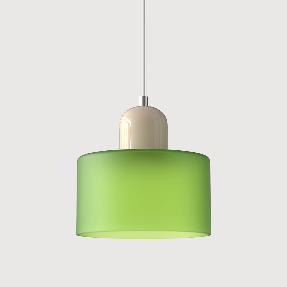 Glazen hanglamp met kap in twee lagen, moderne design hanglamp in zes glaskleuren met warm licht voor eettafel | Covesville