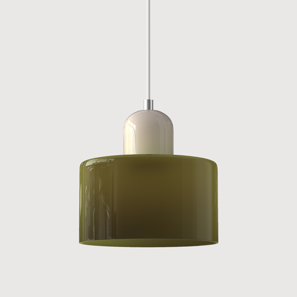 Glazen hanglamp met kap in twee lagen, moderne design hanglamp in zes glaskleuren met warm licht voor eettafel | Covesville