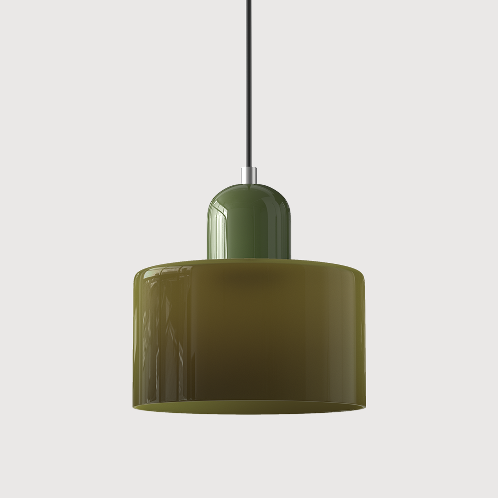 Glazen hanglamp met kap in twee lagen, moderne design hanglamp in zes glaskleuren met warm licht voor eettafel | Covesville