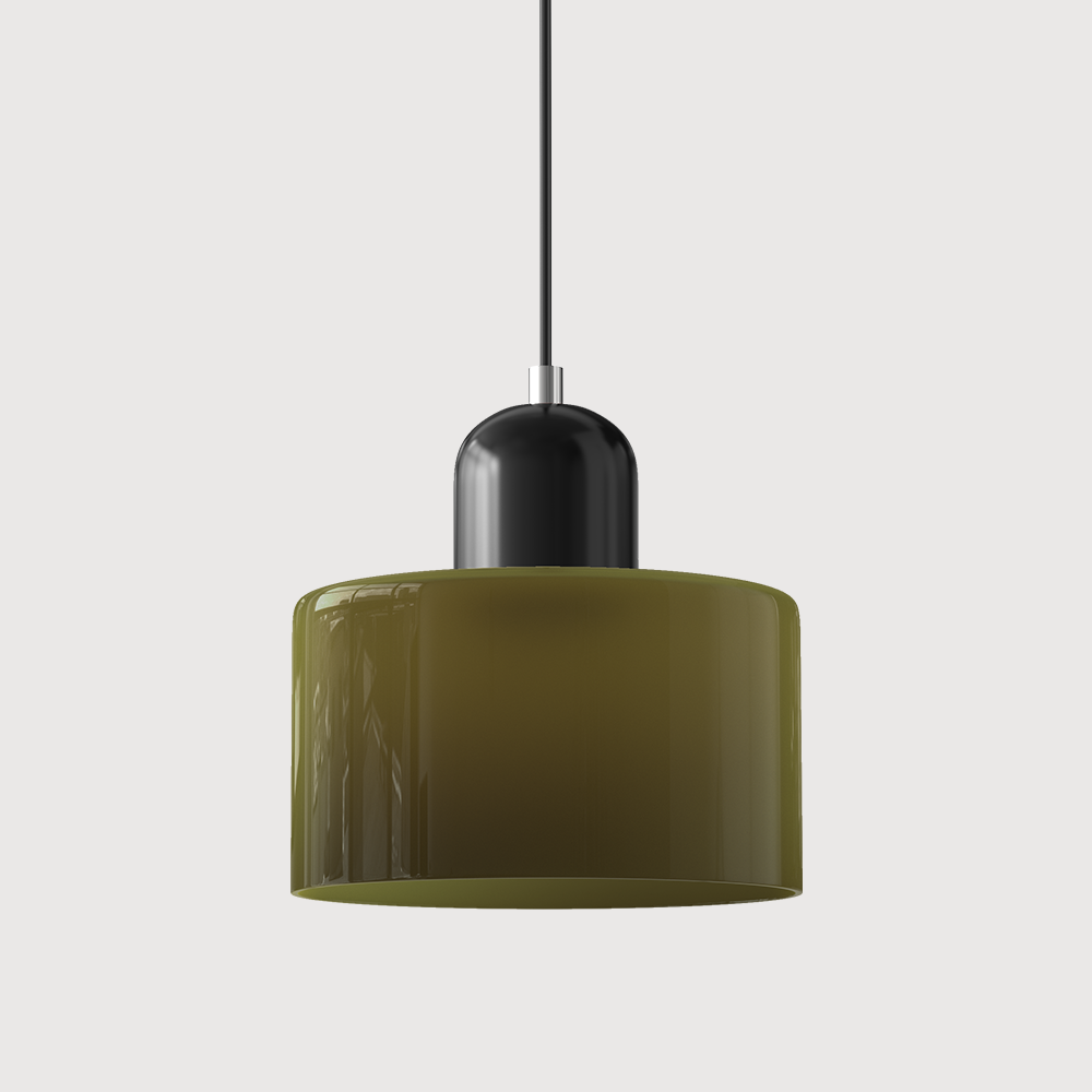 Glazen hanglamp met kap in twee lagen, moderne design hanglamp in zes glaskleuren met warm licht voor eettafel | Covesville