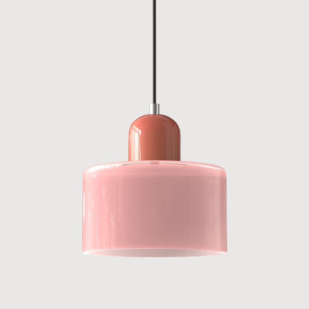 Glazen hanglamp met kap in twee lagen, moderne design hanglamp in zes glaskleuren met warm licht voor eettafel | Covesville
