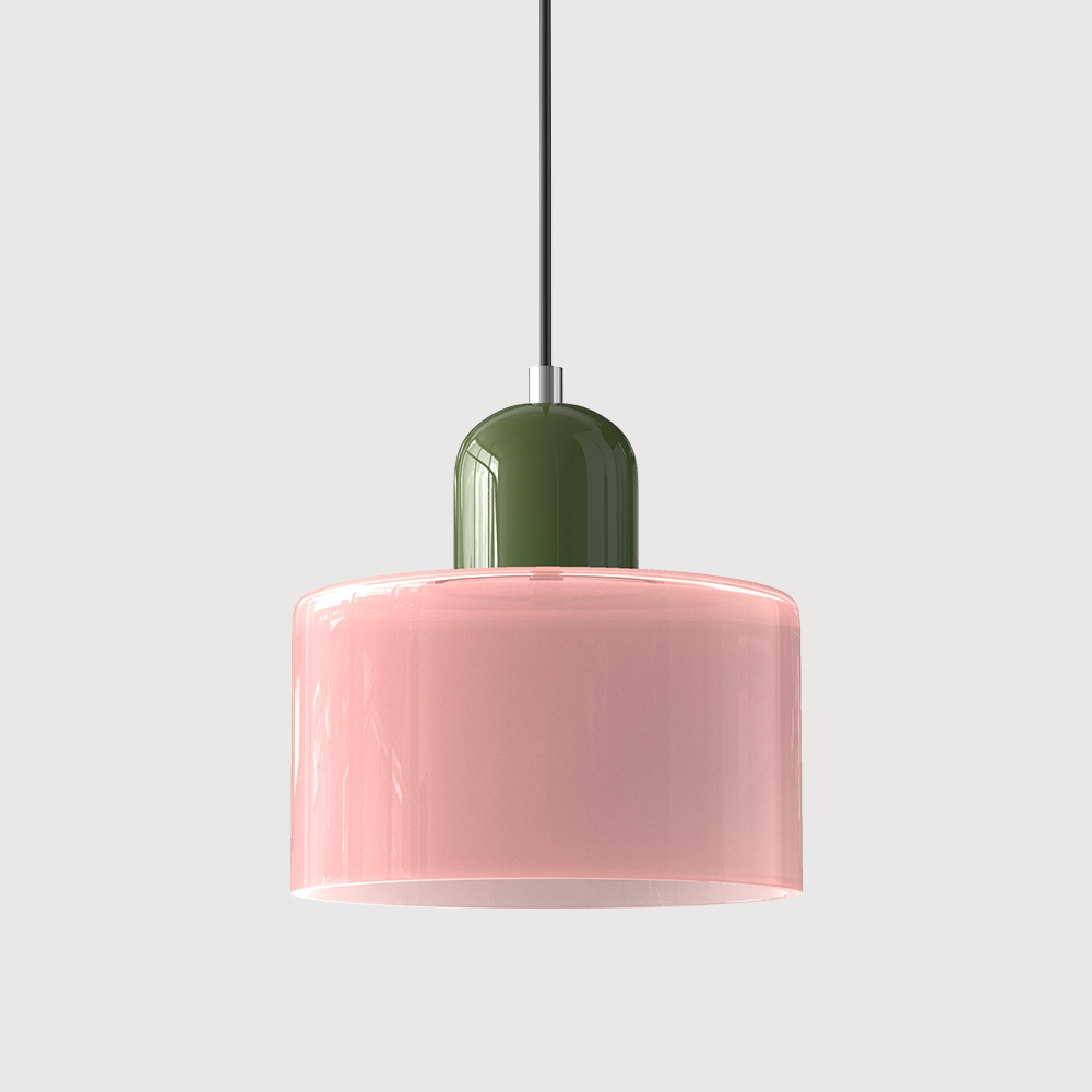 Glazen hanglamp met kap in twee lagen, moderne design hanglamp in zes glaskleuren met warm licht voor eettafel | Covesville