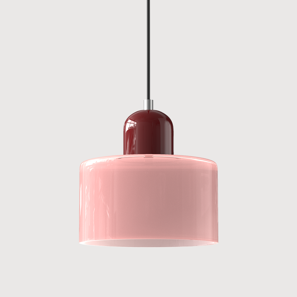 Glazen hanglamp met kap in twee lagen, moderne design hanglamp in zes glaskleuren met warm licht voor eettafel | Covesville